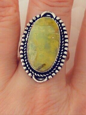 Adjustable Gemstone Statement Ring Overlay Sterling Silver Plated